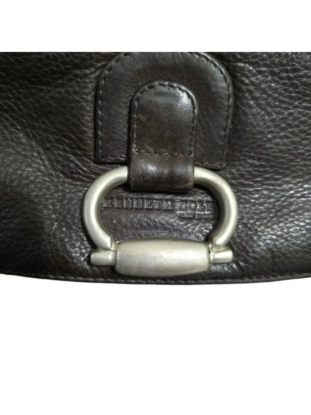 Kenneth Cole Black Genuine Leather Saddlebag Crossbody Purse